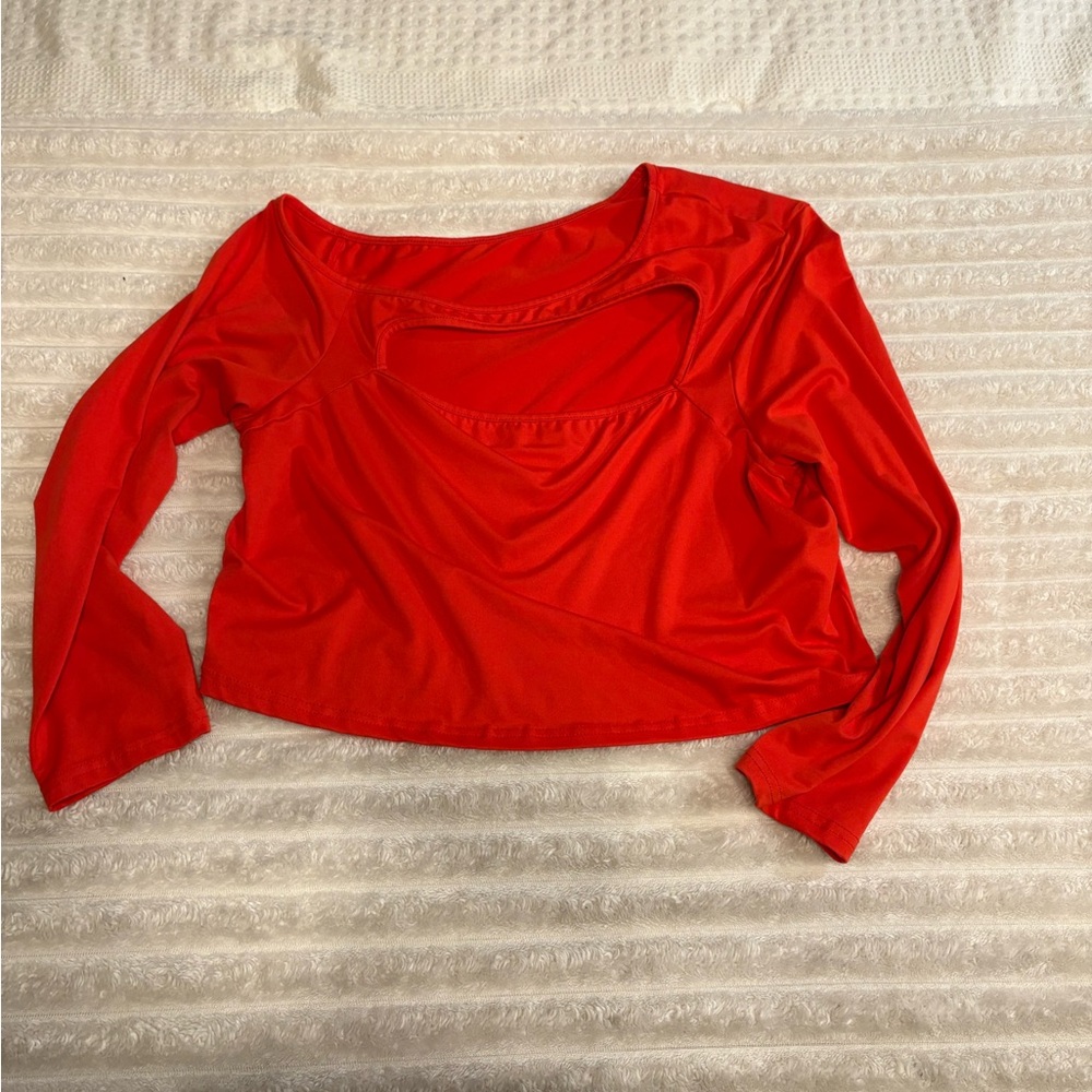 SHEIN Vibrant Red Cutout Crop Top